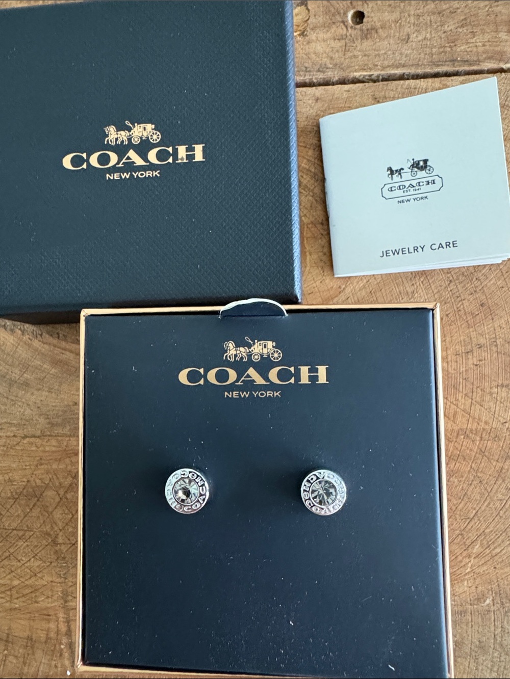 Coach Silver Crystal Cuff Links